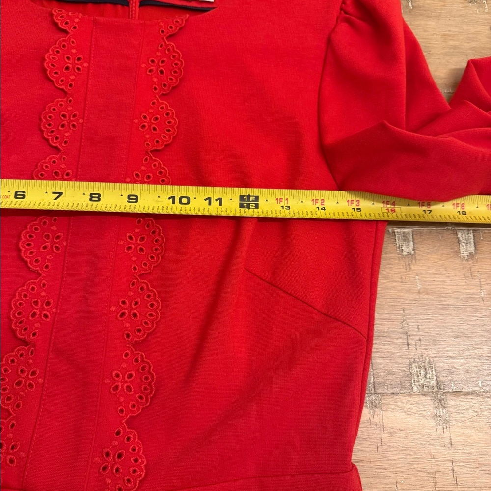 Boden Red Midi Dress with Scallop Trim - Picture 9 of 10